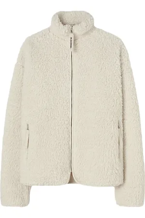 Jil Sander Jassen, Dames, , L, Katoen, Eggshell Zip Sweatshirt