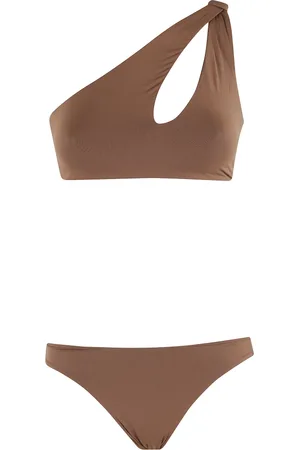 FEDERICA TOSI Badkleding, Dames, Bruin, S, Eén-Schouder Knoop Bikini Cacao Kleur