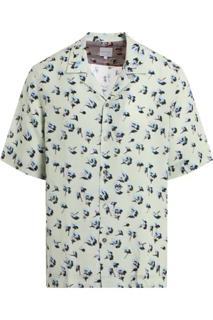 Paul Smith Overhemden, Heren, Groen, XL, Bloemenprint korte mouw overhemd