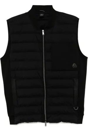 Moose Knuckles Jassen, Heren, Zwart, S, Zwarte Logo-Patch Gilet Jas