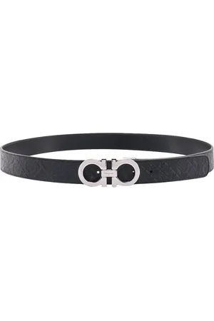 Salvatore Ferragamo Accessoires, Heren, Zwart, 110 CM, Leer, Iconische Zwarte Leren Riem