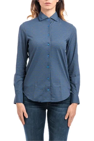 Xacus Blouses & Shirts, Dames, Blauw, L, Stijlvolle Herenshirt