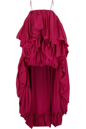 Chloé Kleedjes, Dames, Rood, S, Rode Zijden Mouwloze Jumpsuit met Asymmetrisch Ontwerp