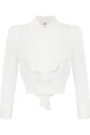 Elisabetta Franchi Blouses & Shirts, Dames, Wit, S, Witte Button-Up Shirt met Stropdas