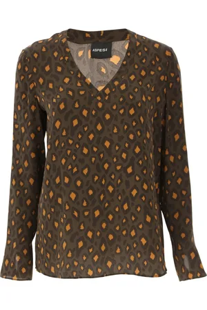 Aspesi Tops, Dames, Bruin, M, Gedrukte Jassen voor Stijlvolle Look