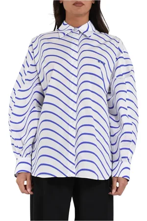 Msgm Blouses & Shirts, Dames, Veelkleurig, L, Katoen, Katoenen overhemd met print en oversized pasvorm