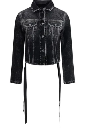 Balenciaga Jassen, Dames, Zwart, S, Denim, Spijkerjasje met lint