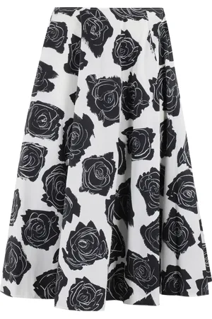 Marni Rokken, Dames, Zwart, S, Katoen, Bloemen Midi Rok van Katoen