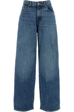 7 for all Mankind Jeans, Dames, Blauw, W28, Denim, Wijd uitlopende Stretch Denim Jasper Jeans