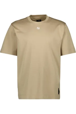 Fendi Tops, Heren, , L, Katoen, Katoenen T-shirt met FF-logo
