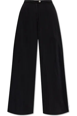 FORTE FORTE Broeken, Dames, Zwart, M, Katoen, Broek met zijde-afwerking