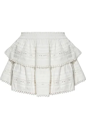 LOVESHACKFANCY Rokken, Dames, Wit, M, Katoen, Rok Ruffle Mini