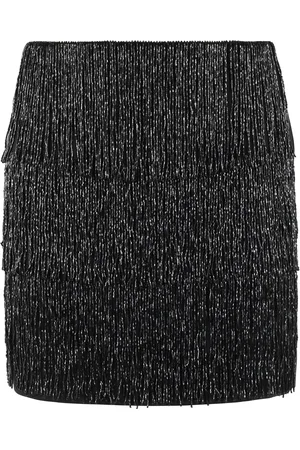 Isabelle Blanche Rokken, Dames, Zwart, M, Polyester, Zwarte kralen franje rok