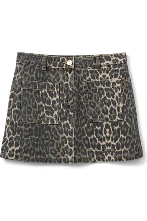Sofie Schnoor Rokken, Dames, Bruin, XL, Luipaardprint Rok met Zakken