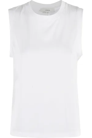 Vince Tops, Dames, Wit, S, Katoen, Witte Muscle Tank Top Crew Neck