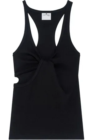 Courrèges Tops, Dames, Zwart, S, Asymmetrische 90s Zwarte Tanktop