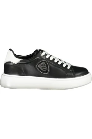 Blauer Schoenen, Dames, Zwart, 40 EU, Zwarte Leren Dames Sneaker met Strass Versieringen