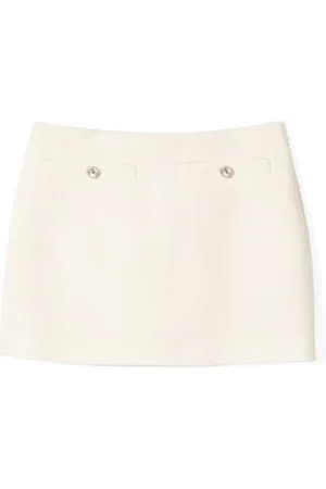 Gucci Rokken, Dames, , L, Wol, Witte Wol Boucle Rok Elegant Ontwerp