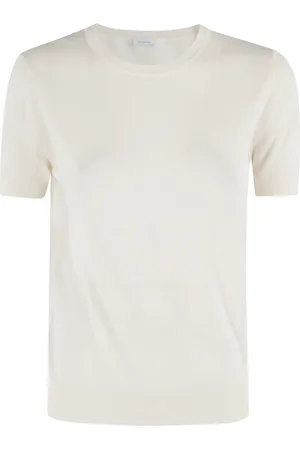 Malo Tops, Dames, Wit, 2Xs, Katoen, Geribbelde Ronde Hals Korte Mouw T-Shirt