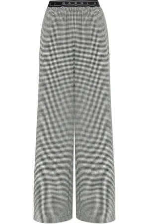 Marni Broeken, Dames, Zwart, S, Wol, Losvallende broek met ruitpatroon