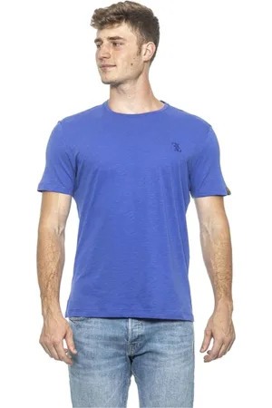 BILLIONAIRE Tops, Heren, Blauw, S, Katoen, Luxe Lichtblauw Katoenen T-shirt