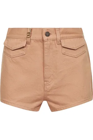 Chloé Korte broeken, Dames, Roze, S, Katoen, Hoge Taille Oranje Katoenen Shorts
