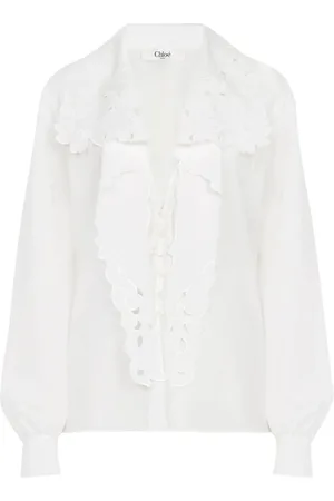 Chloé Blouses & Shirts, Dames, Wit, S, Katoen, Witte Katoenen Overhemd Elegant Veelzijdig