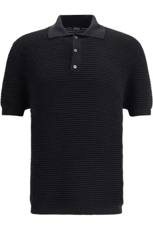 Kiton Tops, Heren, Zwart, S, Zijden Polo Shirt met Klassieke Kraag