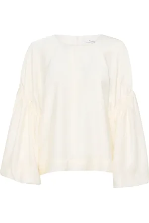 Gestuz Blouses & Shirts, Dames, , M, Nylon, Elegante Ballonmouw Blouse Egret