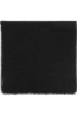 Lanvin Accessoires, Dames, Zwart, ONE Size, Wol, Sjaal met geborduurd logo
