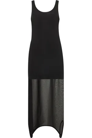 Fendi Kleedjes, Dames, Zwart, S, Zwarte zijden jurk met asymmetrische zoom