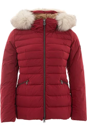 Peuterey Jassen, Dames, Rood, S, Polyester, Bordeaux Gewatteerde Jas met Bontkraag