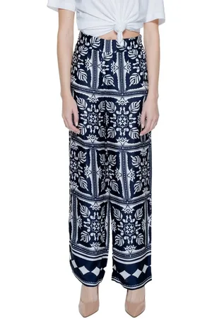 Street one Broeken, Dames, Blauw, S L30, Blauwe Viscose Palazzo Broek