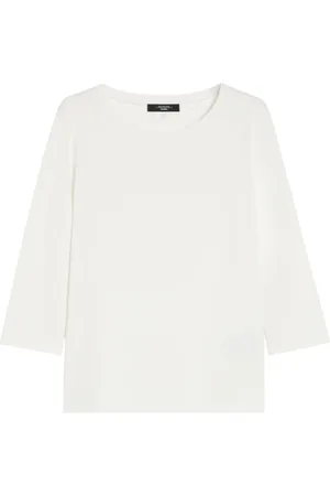 Max Mara Tops, Dames, Wit, S, Katoen, Biologisch Katoen Butterfly Logo T-shirt