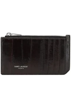 Saint Laurent Accessoires, Heren, Zwart, ONE Size, Leren kaarthouderportemonnee