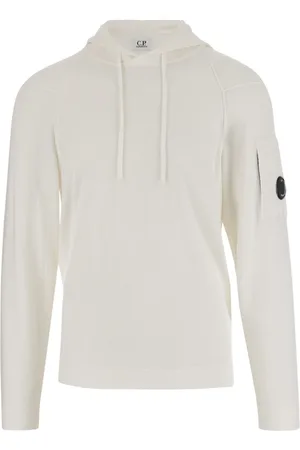 C.P. Company Sweatshirts & Hoodies, Heren, Wit, M, Katoen, Witte Katoenen Logo Sweatshirt Hoodie