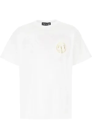 VERSACE Tops, Heren, Wit, 3Xl, Katoen, Casual katoenen T-shirt