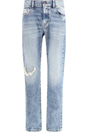 Diesel Jeans, Heren, Blauw, W29, Katoen, Vintage Slim Fit Jeans met versleten uitstraling