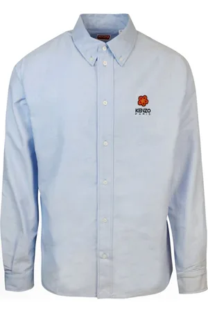 Kenzo Overhemden, Heren, Blauw, XL, Katoen, Cotton Oxford Overhemd