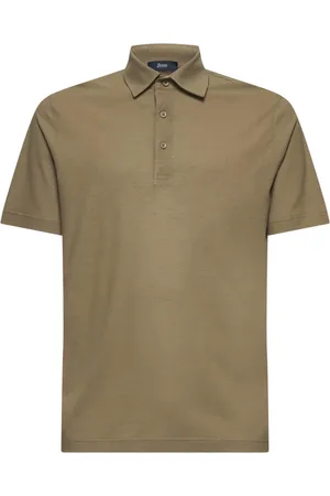 HERNO Tops, Heren, Bruin, XL, Katoen, Katoenen Poloshirt Duif Grijs