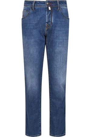 Jacob Cohen Jeans, Heren, Blauw, W31, Katoen, Blauwe Faded Carrot Slim Fit Jeans