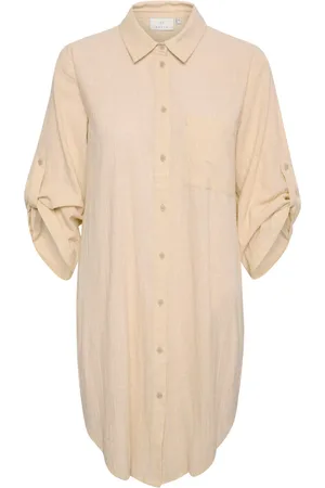 Kaffe Kleedjes, Dames, , 2Xl, Katoen, Veergrijze Overhemdjurk