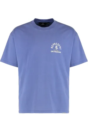 Represent Tops, Heren, Paars, M, Katoen, Geribbelde Katoenen Crew-Neck T-shirt