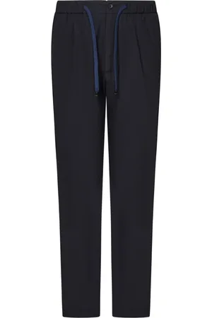 DRUMOHR Broeken, Heren, Blauw, XL, Katoen, Blauwe Straight-leg Trekkoordbroek