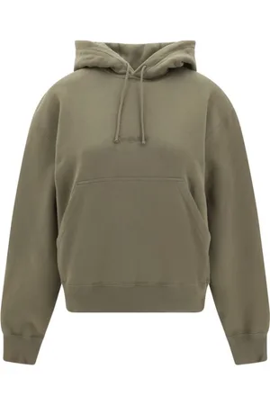 Saint Laurent Sweatshirts & Hoodies, Dames, Groen, S, Katoen, Brode Katoenen Hoodie
