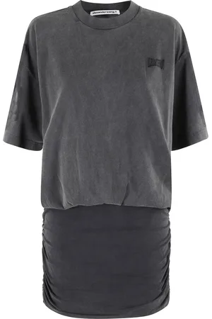 Alexander Wang Kleedjes, Dames, Zwart, S, Katoen, Stijlvolle Mini Shirtjurk Rok