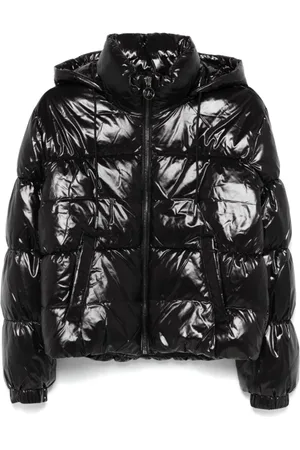 Michael Kors Jassen, Dames, Zwart, L, Nylon, Zwarte High Shine Donsjas