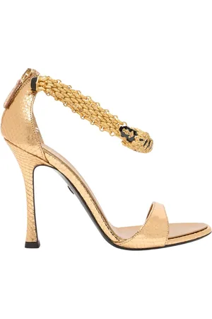 Roberto Cavalli Schoenen, Dames, Geel, 37 EU, Juwelen Tijger Hak Sandalen