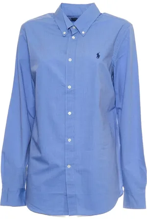 Ralph Lauren Blouses & Shirts, Dames, Blauw, L, Katoen, Blauwe Slim-Fit Stretch Katoenen Overhemd