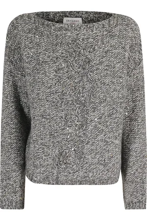 ERMANNO SCERVINO Truien, Dames, Grijs, S, Stijlvolle Gebreide Top